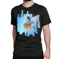 Beta Fish T  Shirt Beta Fish Blue With Rainbow Tail On Blue T  Shirt Classic T-shirt | Artistshot