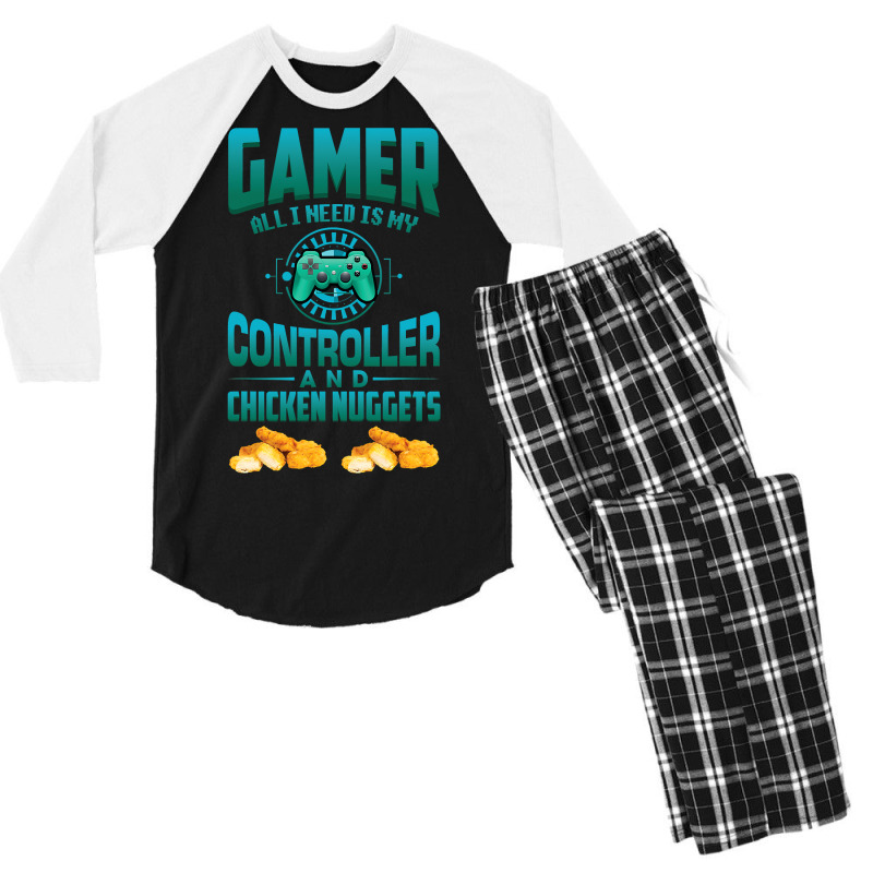 Gamer  For Kids Adults Video Games Chicken Nuggets Men's 3/4 Sleeve Pajama Set | Artistshot