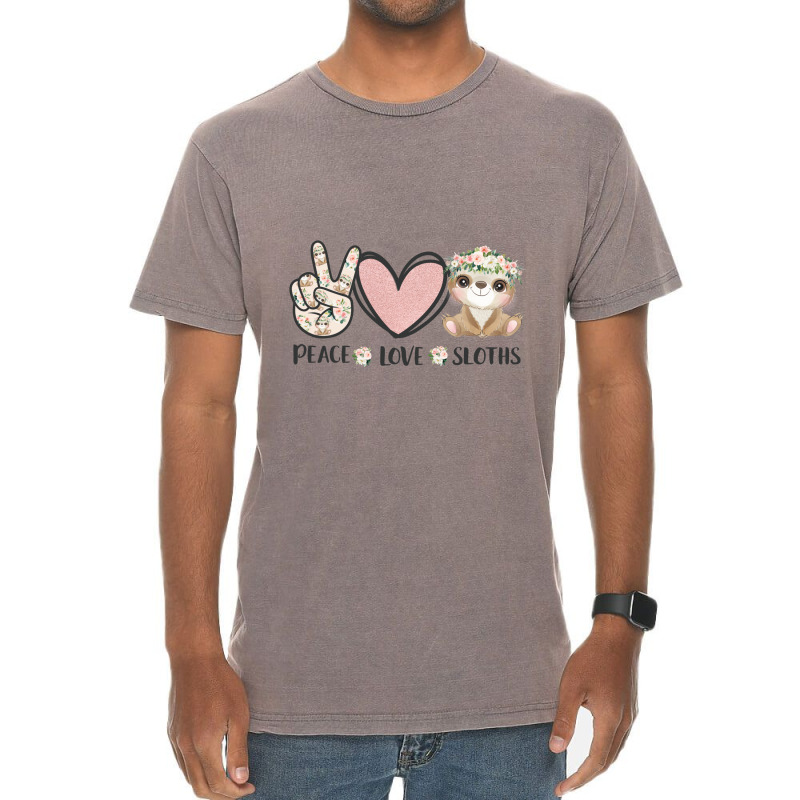 Peace Love Sloths Vintage T-shirt | Artistshot