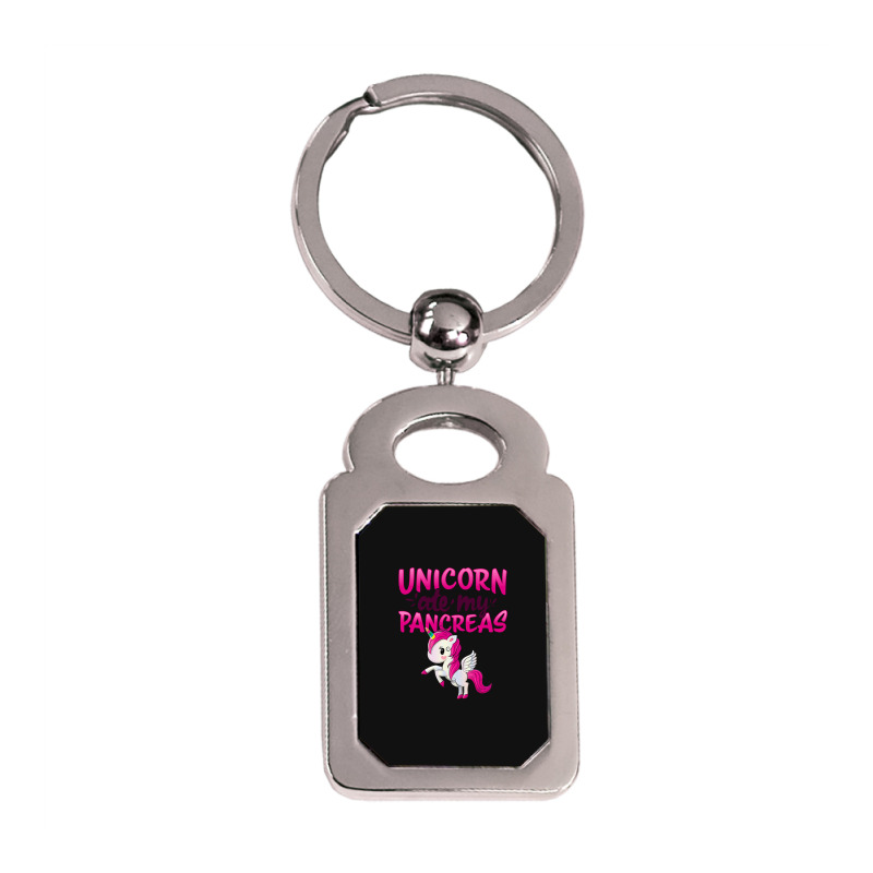 Unicorn Lover Pony T1d Type 1 Diabetes Kids Pink Wings12 Unicorns Silver Rectangle Keychain by offensejuggler | Artistshot