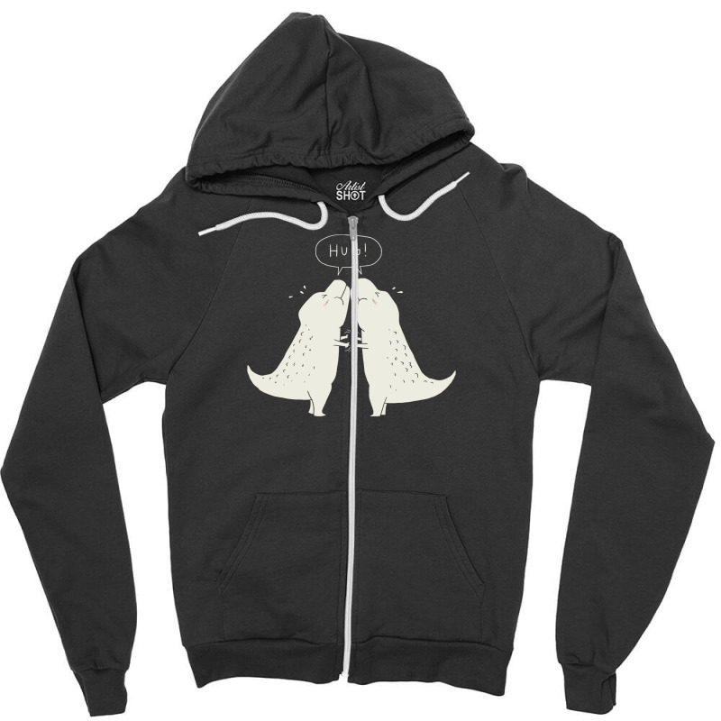 Dino Hug Zipper Hoodie | Artistshot