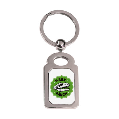 T Rex Ranch Silver Rectangle Keychain Designed By Jablay