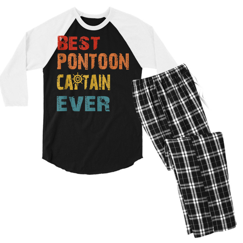 Best Pontoon Captain Ever Funny Pontoon Boat Shirts Tank Top Men's 3/4 Sleeve Pajama Set | Artistshot