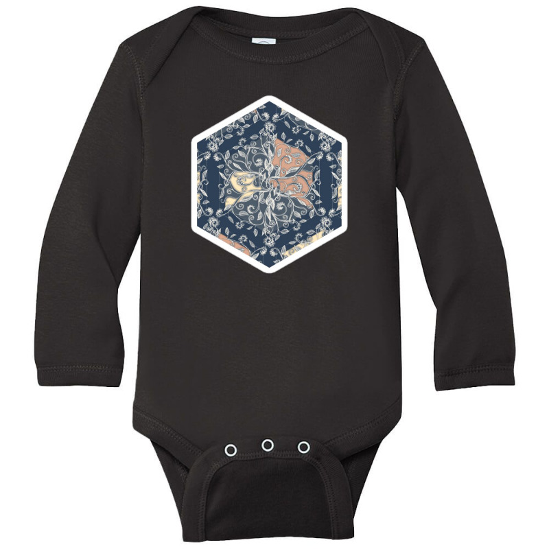 Art Deco Fresco In Sky Blue And Coral 16839764 Long Sleeve Baby Bodysuit | Artistshot