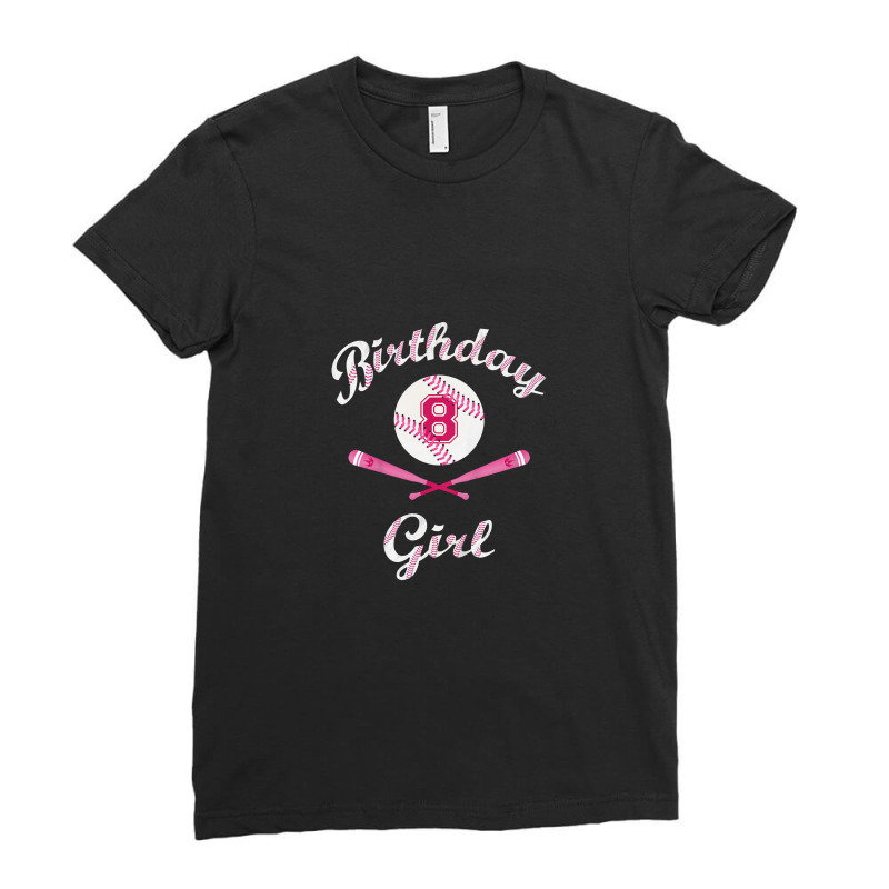 Kids 8th Eighth 8 Eight Year Happy Birthday Girl Softball Ladies Fitted T-Shirt by suvukana | Artistshot