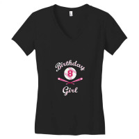 Kids 8th Eighth 8 Eight Year Happy Birthday Girl Softball Women's V-neck T-shirt | Artistshot