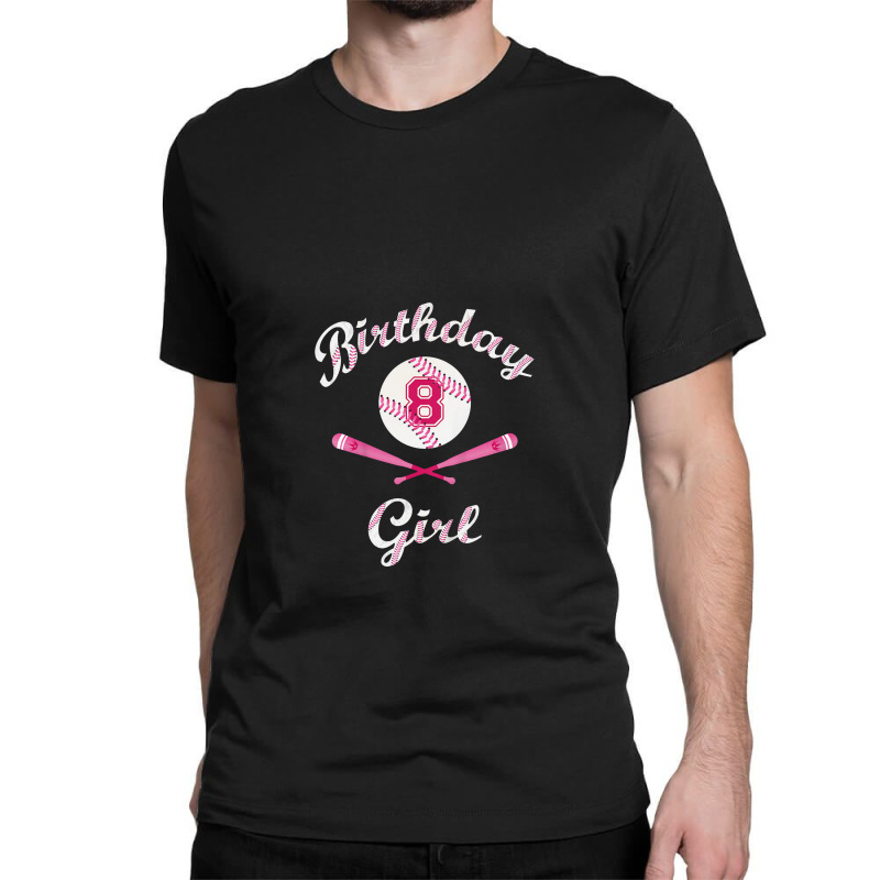 Kids 8th Eighth 8 Eight Year Happy Birthday Girl Softball Classic T-shirt by suvukana | Artistshot