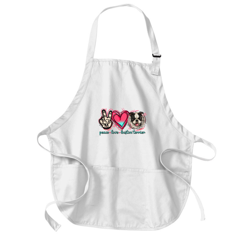 Peace Love Boston Terrier Medium-length Apron | Artistshot