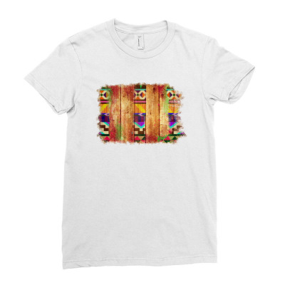 Rustic Wood Aztec Ladies Fitted T-shirt Designed By Apollo