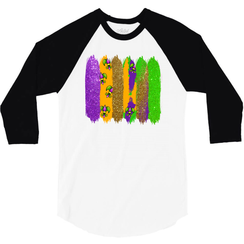 Mardi Gras Brushstrokes 3/4 Sleeve Shirt | Artistshot