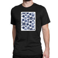 Blue Grey And White Textured Folk Art Funny Doodle 60459332 Classic T-shirt | Artistshot