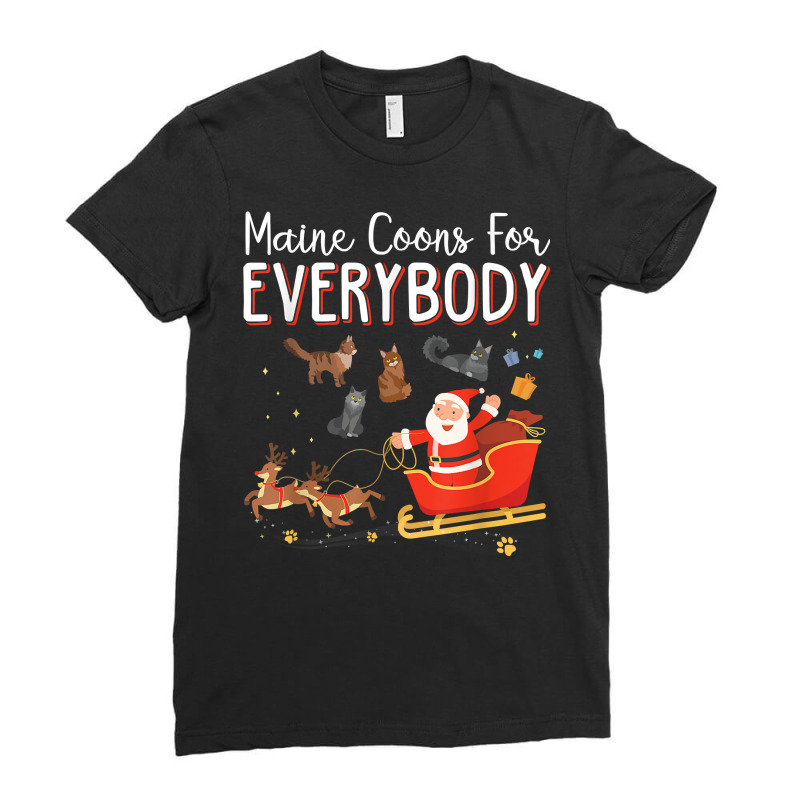 Maine Coons For Everybody Santa Christmas T Shirt Ladies Fitted T-Shirt by MoczoTenleigh | Artistshot