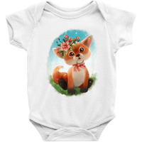 Baby Floral Fox Baby Bodysuit | Artistshot