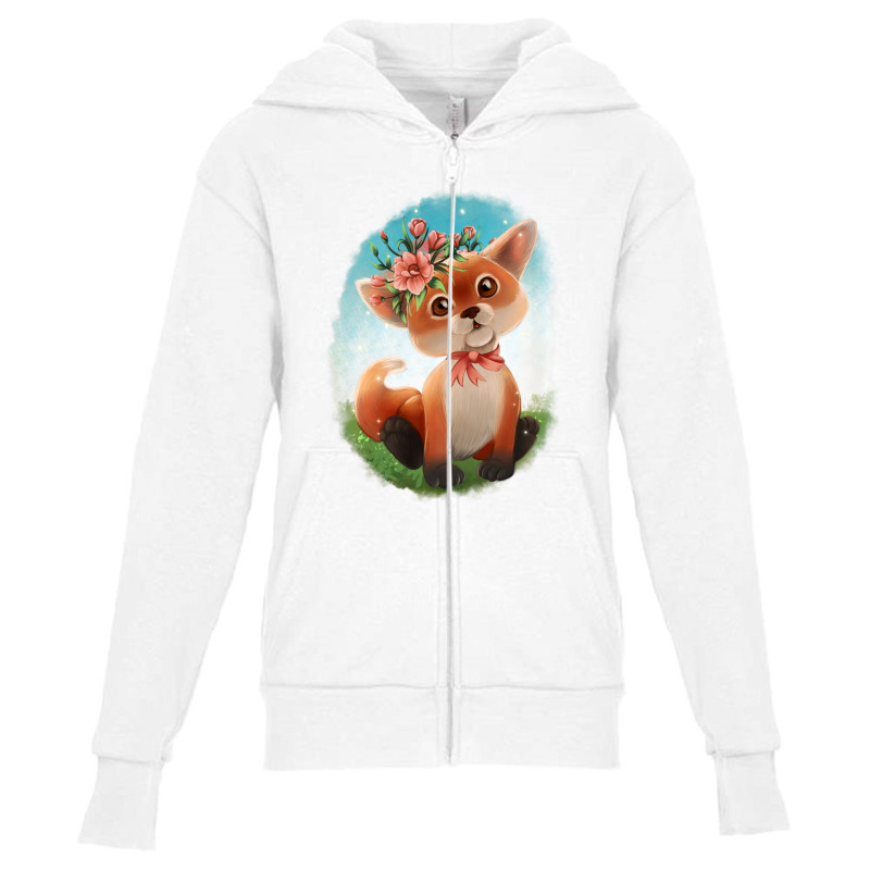 Baby Floral Fox Youth Zipper Hoodie by Apollo | Artistshot