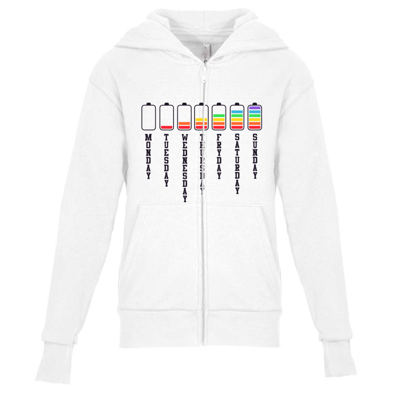 Days Of The Week Youth Zipper Hoodie by Chris Ceconello | Artistshot