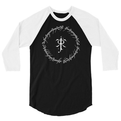 Tolkien Ring Inscriptions 3/4 Sleeve Shirt Designed By Mdk Art