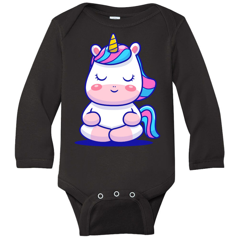 Meditation T  Shirt Cute Unicorn Meditation T  Shirt Long Sleeve Baby Bodysuit by cabotageevolve | Artistshot