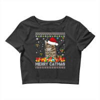 Merry Catmas Maine Coon Cat Ugly Sweater Christmas Santa T Shirt Crop Top | Artistshot