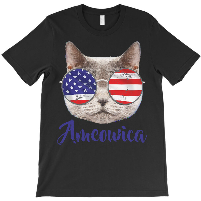 Independence Day T  Shirt Ameowica America U S A Cat Sunglasses Text B T-shirt | Artistshot