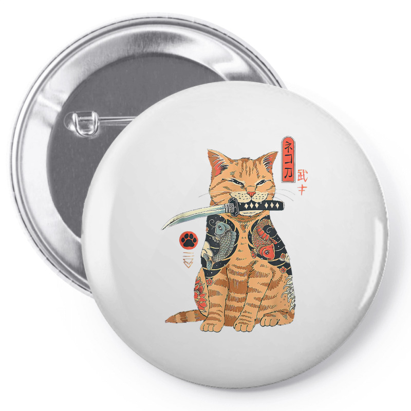 Cat Samurai Shirt Japanese Samurai Ninja Cat Kawaii Tattoo T Shirt Pin-back Button | Artistshot