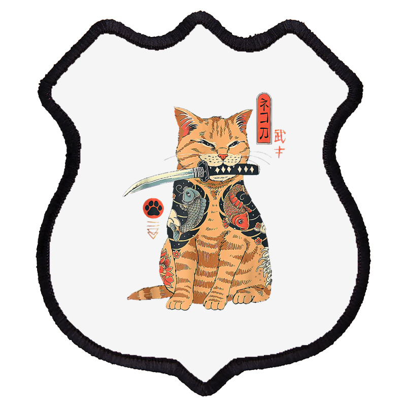 Cat Samurai Shirt Japanese Samurai Ninja Cat Kawaii Tattoo T Shirt Shield Patch | Artistshot