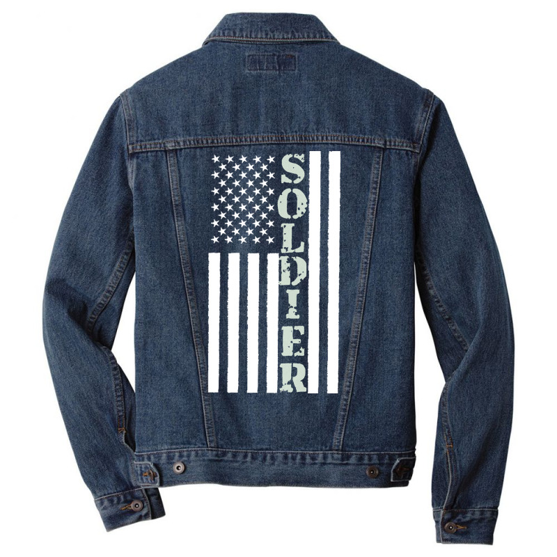 Independence Day T  Shirt American U S A Flag Soldier For Veterans T Men Denim Jacket | Artistshot