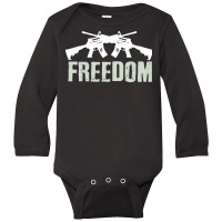 Independence Day T  Shirt Freedom Crossed M4 A1 Machine Guns For Veter Long Sleeve Baby Bodysuit | Artistshot