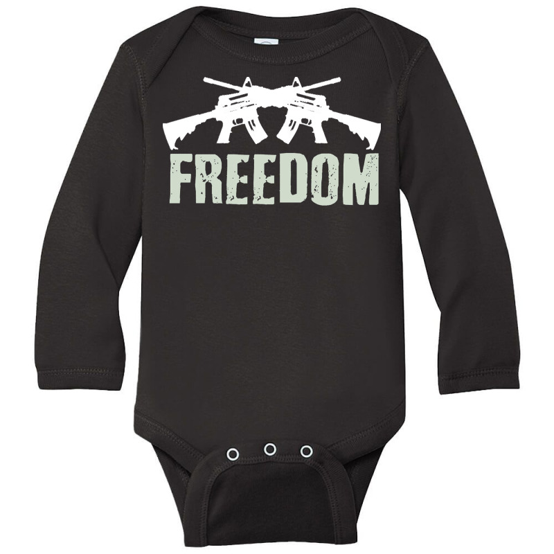 Independence Day T  Shirt Freedom Crossed M4 A1 Machine Guns For Veter Long Sleeve Baby Bodysuit | Artistshot