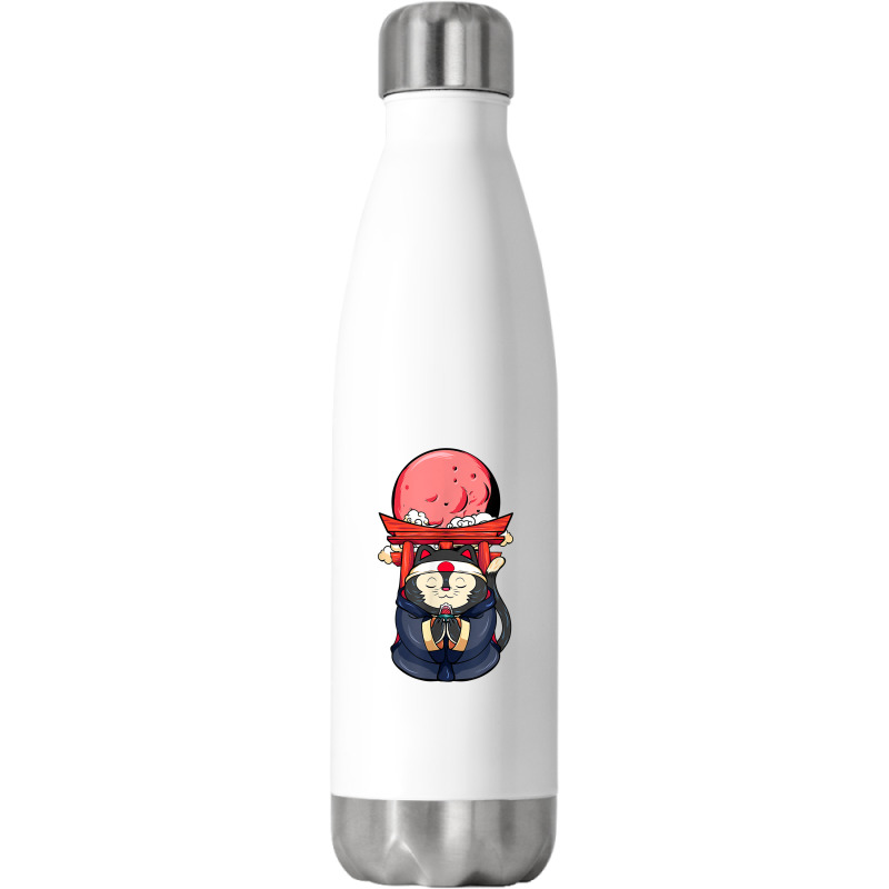 Cool Samurai Cat Funny Japanese Ninja Cat Manga T Shirt Stainless Steel Water Bottle | Artistshot