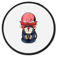 Cool Samurai Cat Funny Japanese Ninja Cat Manga T Shirt Round Patch | Artistshot