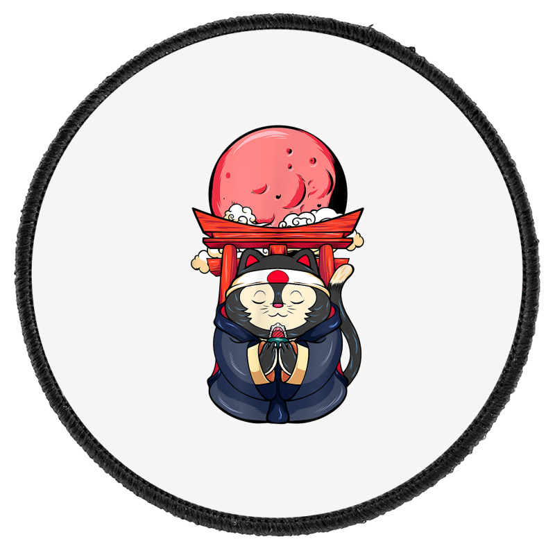 Cool Samurai Cat Funny Japanese Ninja Cat Manga T Shirt Round Patch | Artistshot