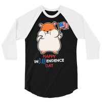 Independence Day T  Shirt Funny Dabbing Hamster 4th July Independence 3/4 Sleeve Shirt | Artistshot