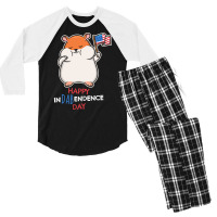 Independence Day T  Shirt Funny Dabbing Hamster 4th July Independence Men's 3/4 Sleeve Pajama Set | Artistshot