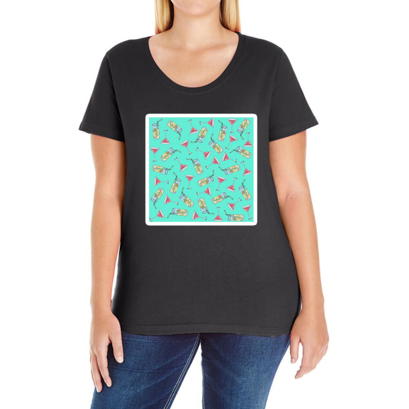 Modern Black And White Drawn Floral Collage 17172403 Ladies Curvy T-Shirt by Sri66 | Artistshot