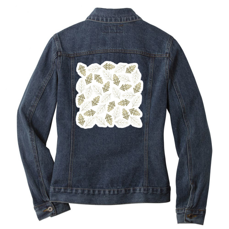 Modern Gold Green Cactus Palm Leaf Geometric 40605974 Ladies Denim Jacket by Sri66 | Artistshot