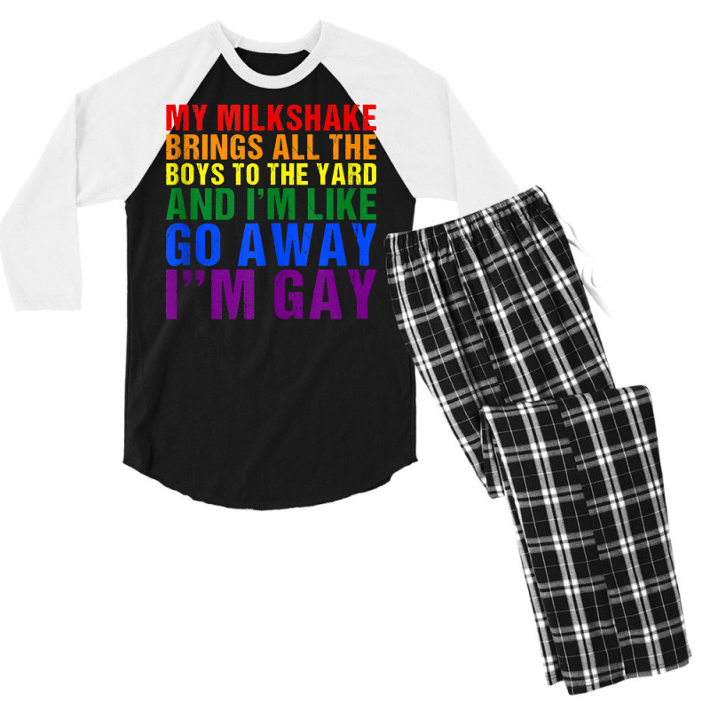 My Milkshake Brings All The Boys To The Yard I'm Gay Tank Top Men's 3/4 Sleeve Pajama Set by MoczoTenleigh | Artistshot