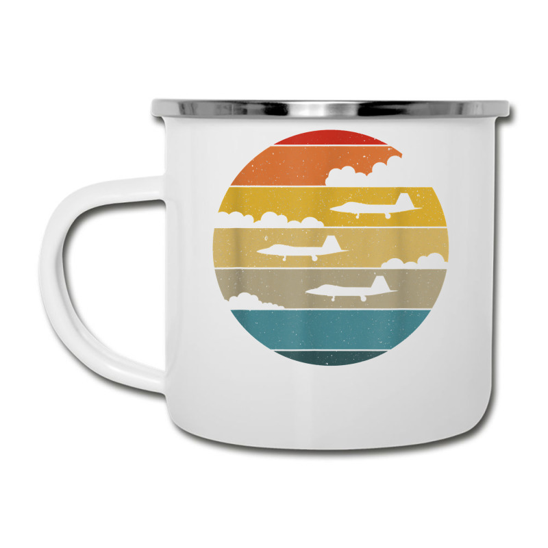 F 22 Raptor Silhouette Retro Sunset Airplanes In Clouds F22 T Shirt Camper Cup | Artistshot