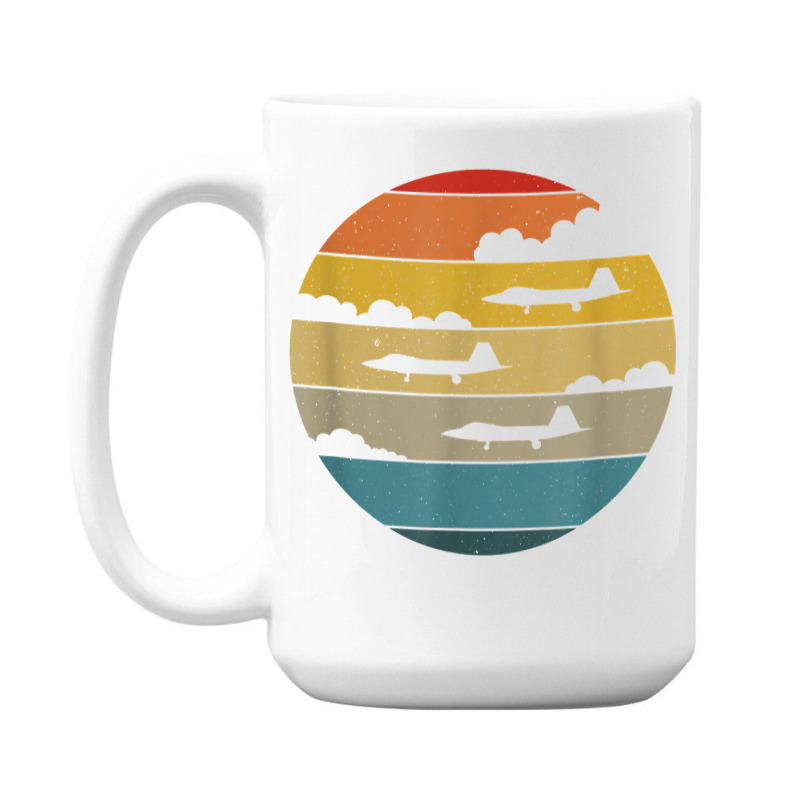 F 22 Raptor Silhouette Retro Sunset Airplanes In Clouds F22 T Shirt 15 Oz Coffee Mug | Artistshot