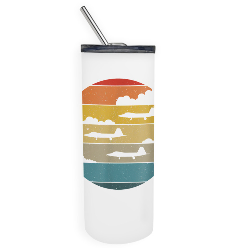 F 22 Raptor Silhouette Retro Sunset Airplanes In Clouds F22 T Shirt Skinny Tumbler | Artistshot