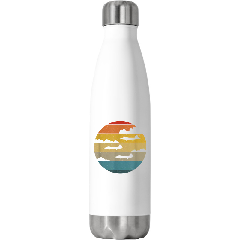 F 22 Raptor Silhouette Retro Sunset Airplanes In Clouds F22 T Shirt Stainless Steel Water Bottle | Artistshot