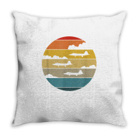 F 22 Raptor Silhouette Retro Sunset Airplanes In Clouds F22 T Shirt Throw Pillow | Artistshot