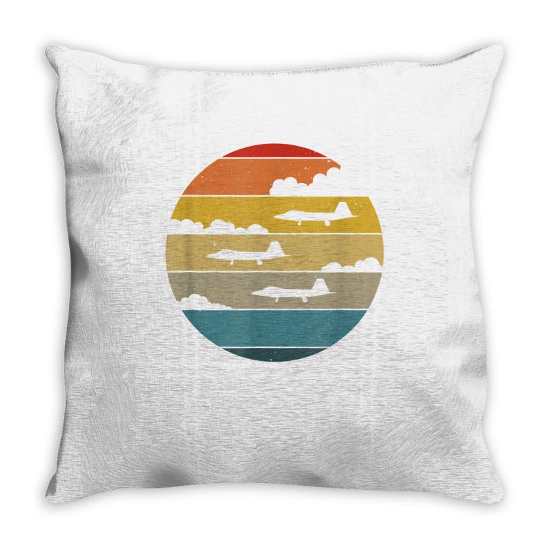 F 22 Raptor Silhouette Retro Sunset Airplanes In Clouds F22 T Shirt Throw Pillow | Artistshot