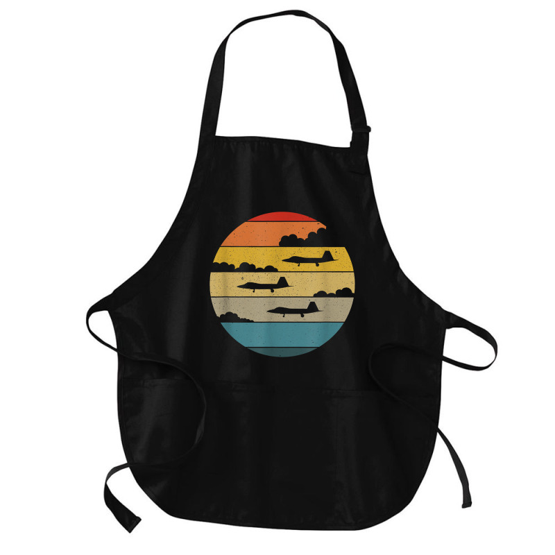 F 22 Raptor Silhouette Retro Sunset Airplanes In Clouds F22 T Shirt Medium-length Apron | Artistshot