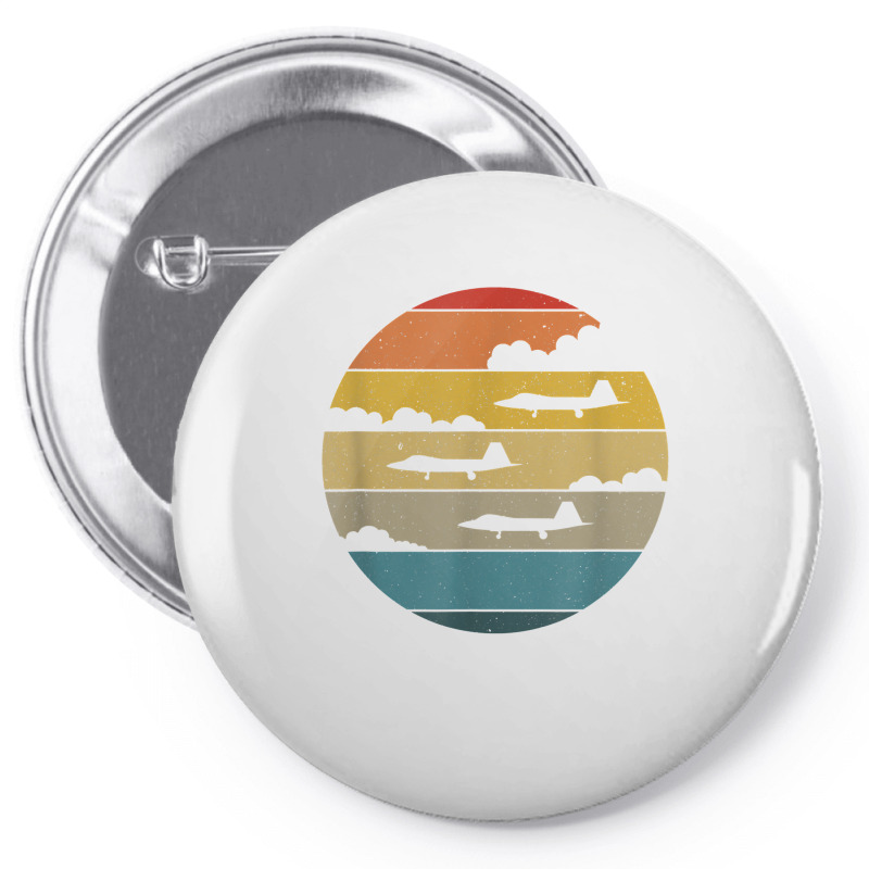 F 22 Raptor Silhouette Retro Sunset Airplanes In Clouds F22 T Shirt Pin-back Button | Artistshot