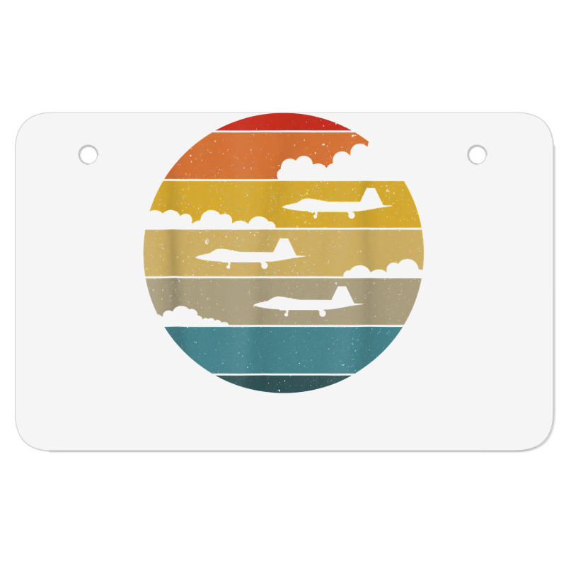 F 22 Raptor Silhouette Retro Sunset Airplanes In Clouds F22 T Shirt Atv License Plate | Artistshot