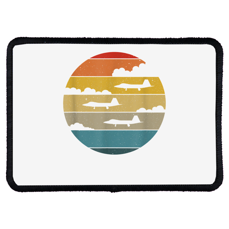 F 22 Raptor Silhouette Retro Sunset Airplanes In Clouds F22 T Shirt Rectangle Patch | Artistshot