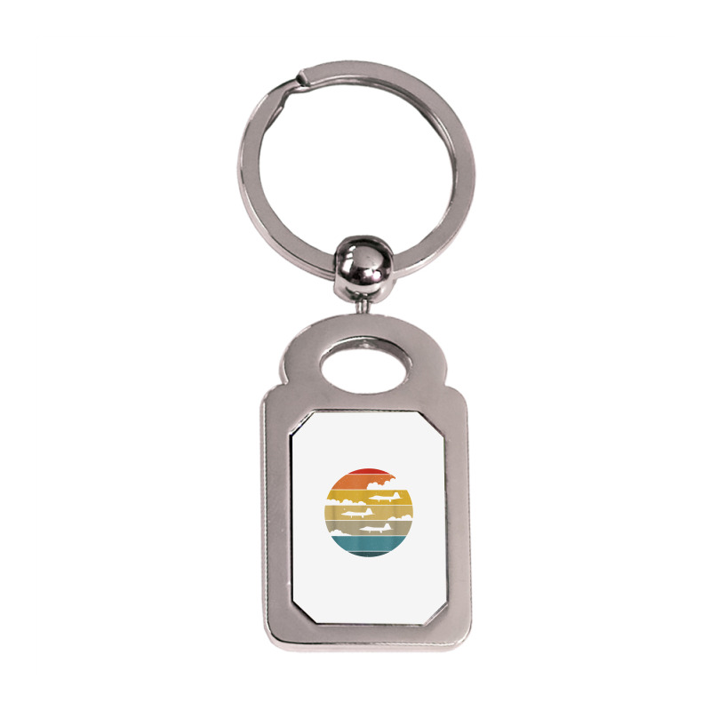 F 22 Raptor Silhouette Retro Sunset Airplanes In Clouds F22 T Shirt Silver Rectangle Keychain | Artistshot