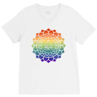 Womens Vintage Rainbow Gay Pride Buddhist Mandala V Neck T Shirt V-neck Tee | Artistshot