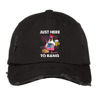 Just Here To Bang Usa Flag Funny 4th Of July Chicken Beer T Shirt Vintage Cap | Artistshot