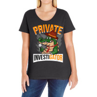 Alligator Dressed As Detective   Funny Private Investigator T Shirt Ladies Curvy T-shirt | Artistshot